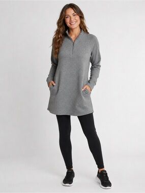 TEK GEAR ULTRA SOFT FLEECE WOMENS GRAY TUNIC LONG SWEATSHIRT POCKETS SIZE LARGE